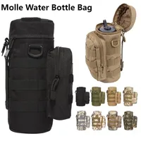 Tactical Molle Water Bottle Bag Portable Lantern Storage Pouch Outdoor Camping Hiking Water Bottle Holder Pouch Kettle Carrier