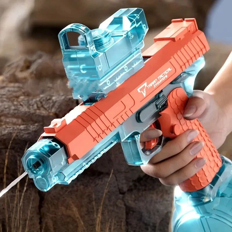 Super Automatic Desert Eagle Electric Water Gun Shooting Toys,  New Colorful Flashing Lights Beach Pool Battle Adult Kid Gifts