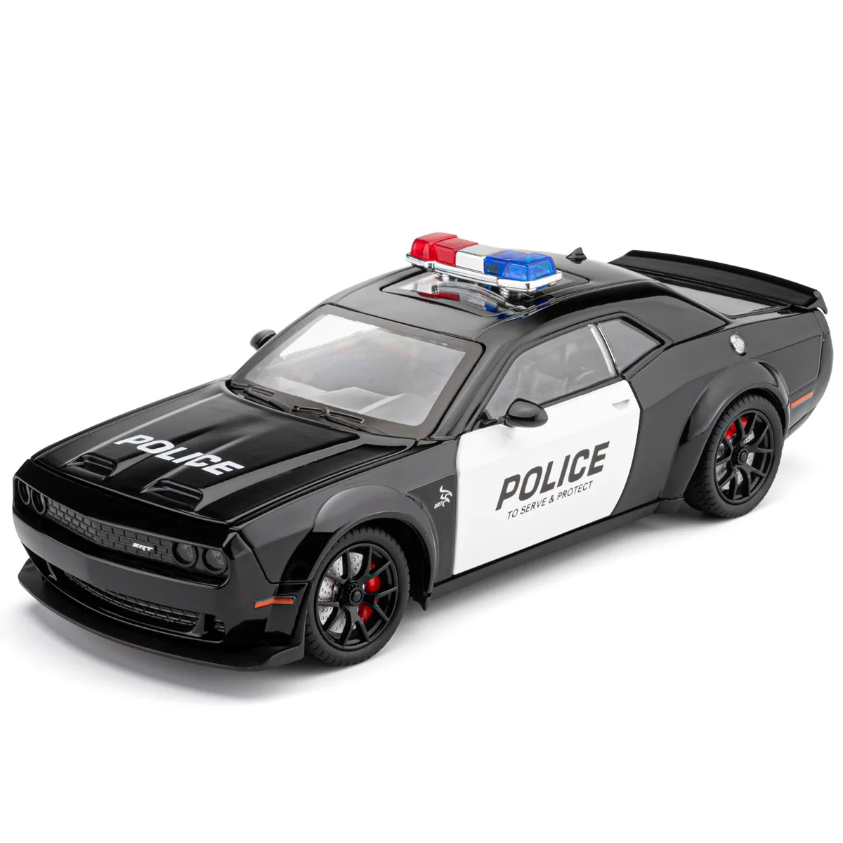

1:24 Challenger Hellcat Redeye Police Car Alloy Car Model Sound and Light Children Toy Birthday gift Miniature Voiture