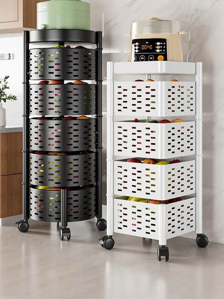 Kitchen storage shelf floor multi-layer storage shelf multi-functional household vegetables rotating floor vegetable cart