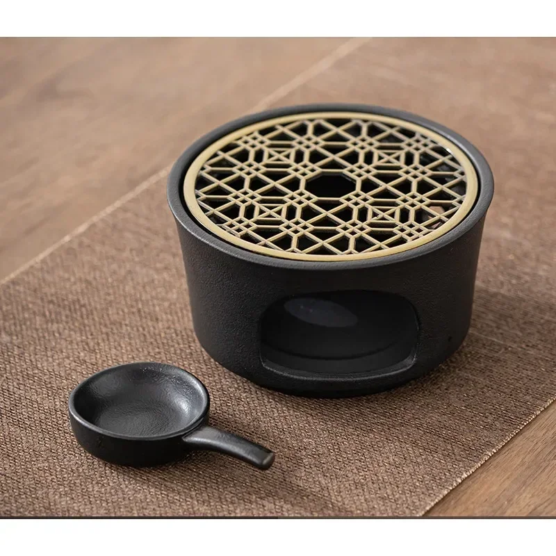 Japanese Style Ceramic Tea Warmer Candle Base Teapot Warmer Tealight Furnace with Candle Tray Coffee Heater Trivet Dish Heat Pot