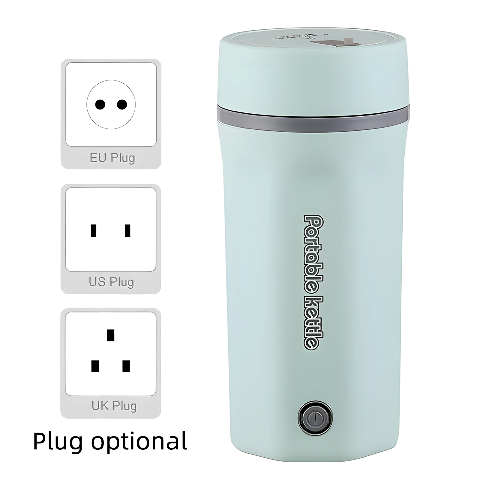 Chaleira elétrica portátil 500ml 300W Chaleira de viagem de aço inoxidável Aquecedor de água de ebulição rápida Isolamento de parede dupla à prova de vazamento