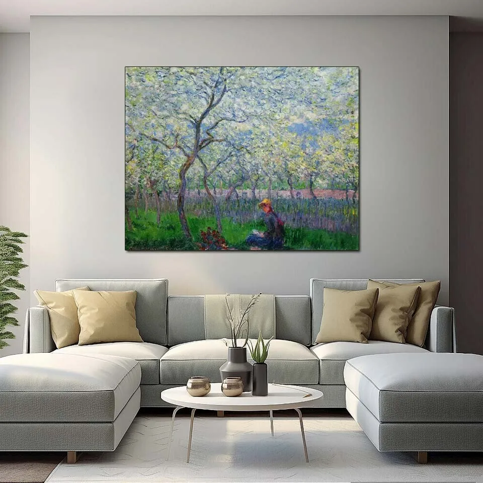 Una huerto en primavera, 1886 de Claude Monet pintura al óleo de paisaje pintada a mano decoración de imagen para el hogar lienzo arte de la pared
