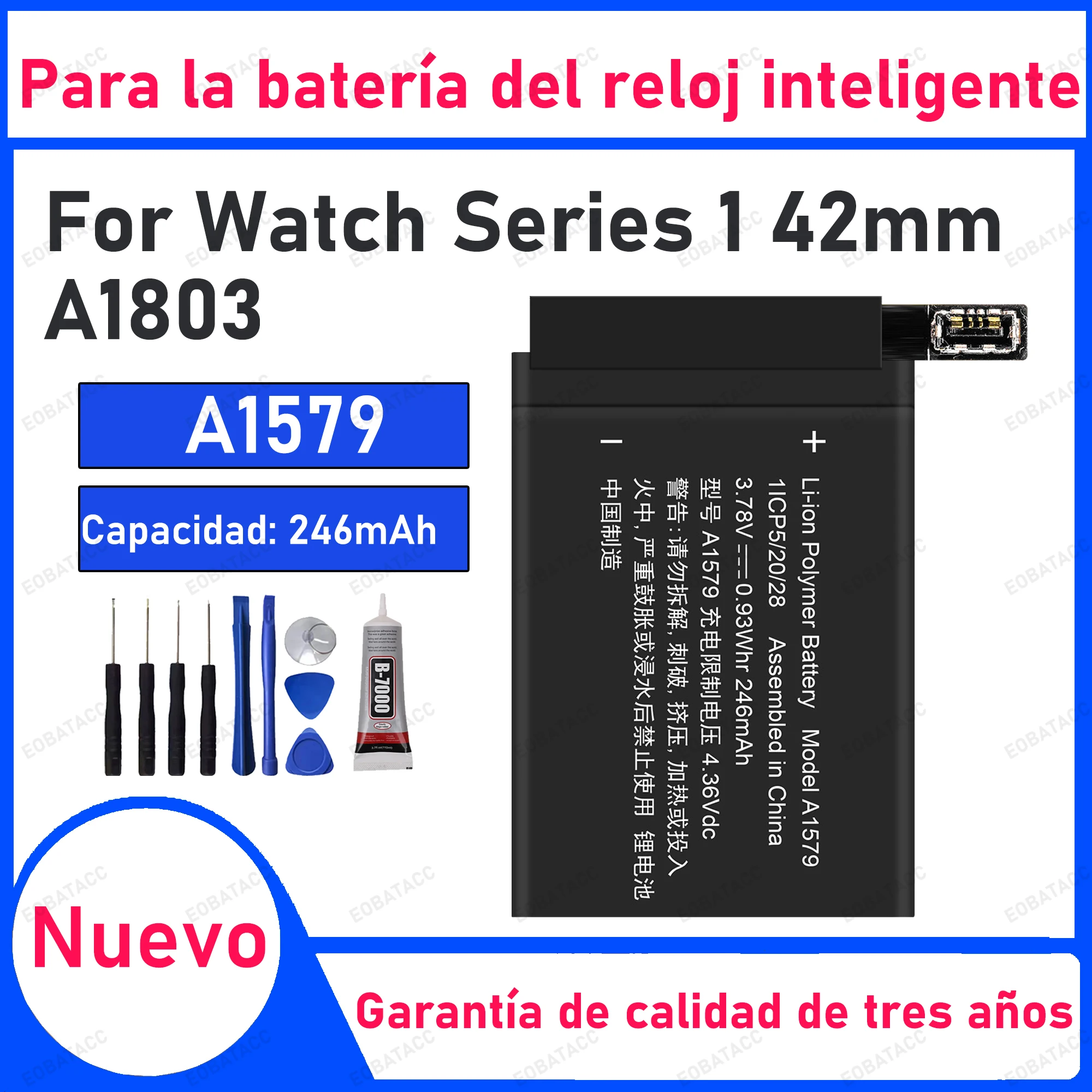 

246mAh 100% New A1579 Battery For Series 1 42mm Watch Replacement Bateria+Free Tools