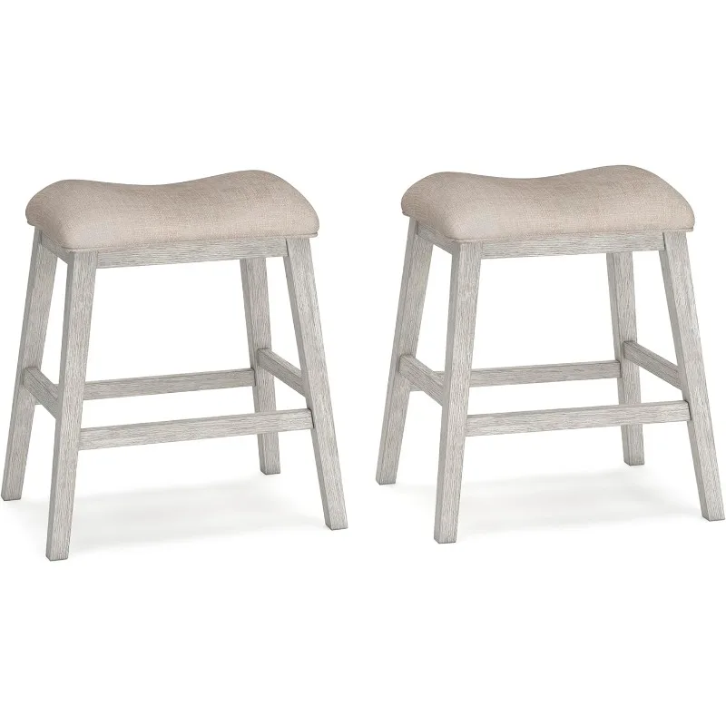 

Skempton Modern 24" Counter Height Upholstered Barstool, 2 Count, Whitewash