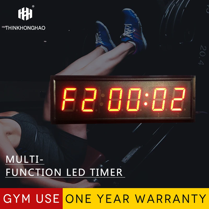 [Honghao] 3-inch 6-digit red led gym timer 12/24 system positive countdown cross-training wall led clock timer