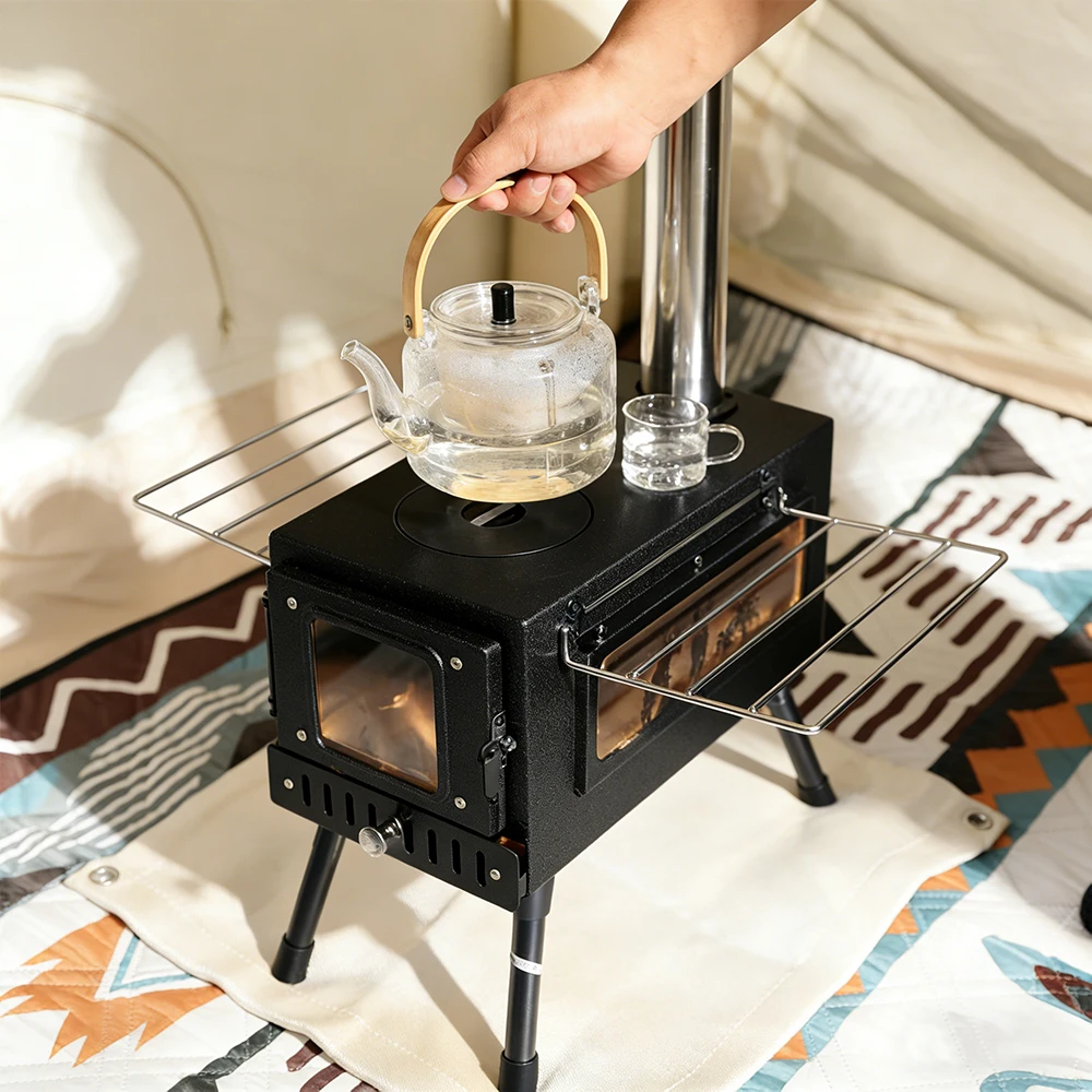Direct From Manufacturer OEM Light Customization Multi-Purpose Portable Black Carbon Steel Tent Heater Wood Burning Tent Stove