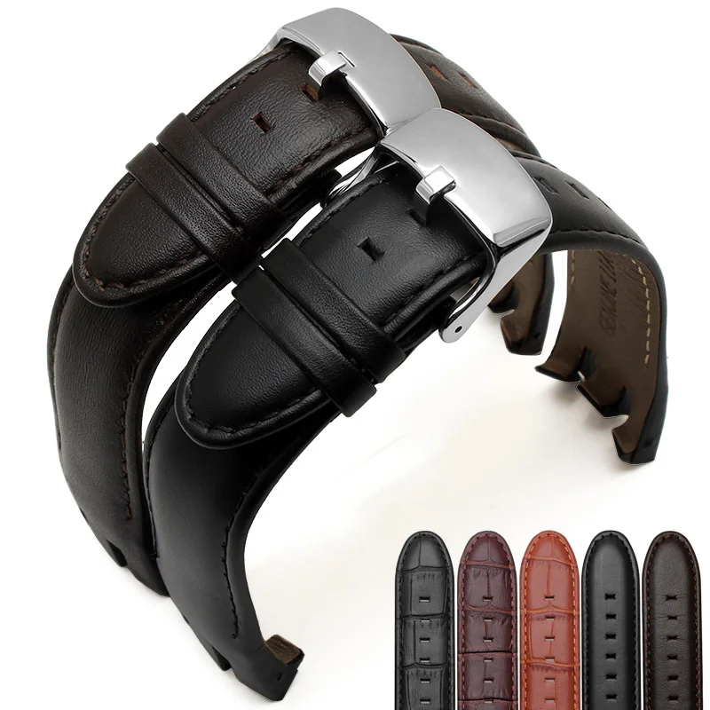 21mm Genuine leather Watch band Waterproof leather Watch strap For Swatch YRS403 401 402G 412 418 406G Men Curved notch Bracelet