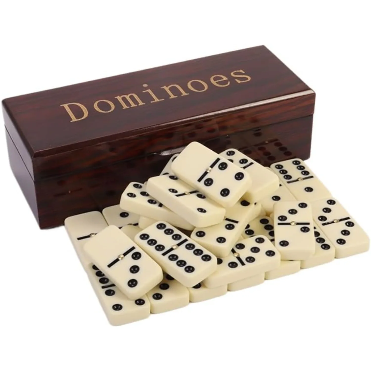 

Double Six Dominoes Set for Adults with Wooden Storage Box, 28-Piece Portable Travel Game Board Game for Adults, Game Nights