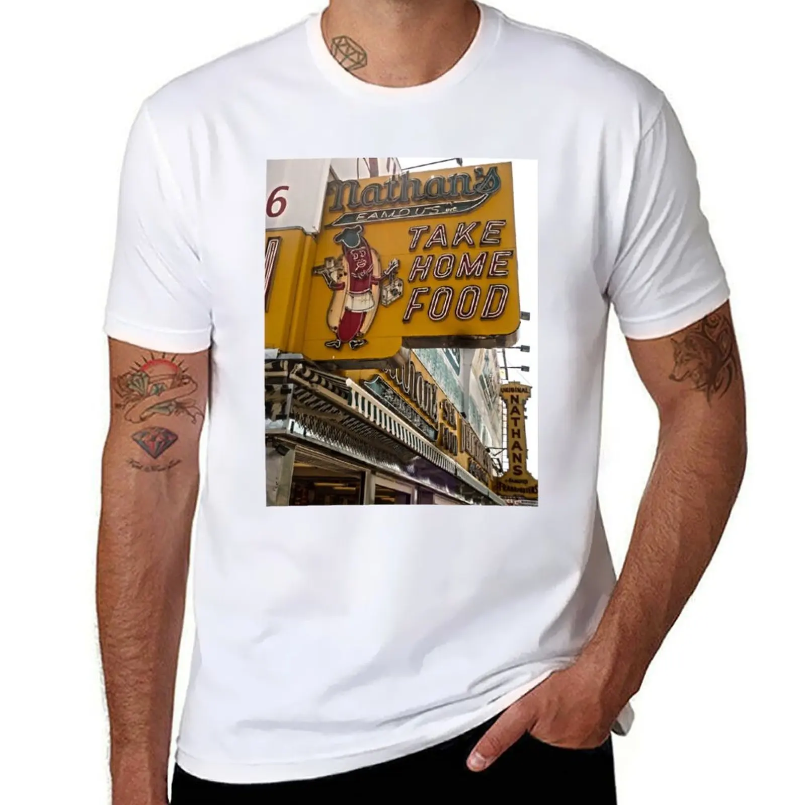 

Coney Island, Nathans Hotdogs T-Shirt t shirt man plain anime t shirts oversize T-Shirt