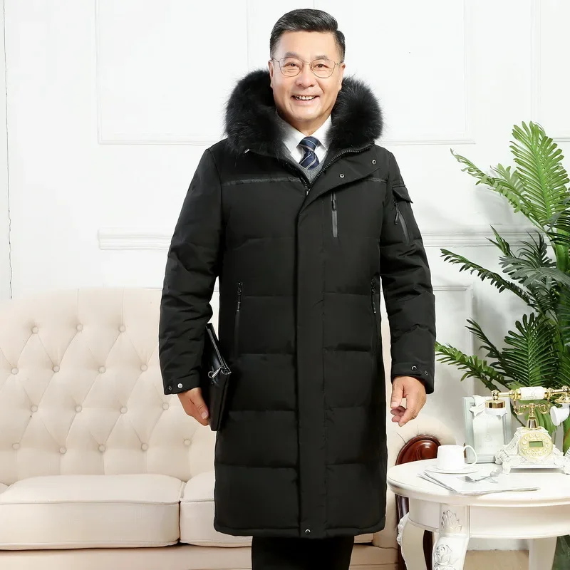 Winter Jacket For Men Down Jacket Warm Fur Hooded White Goose Down Coats Parkas Winter Coats Man Thick Long Male Coat Canada