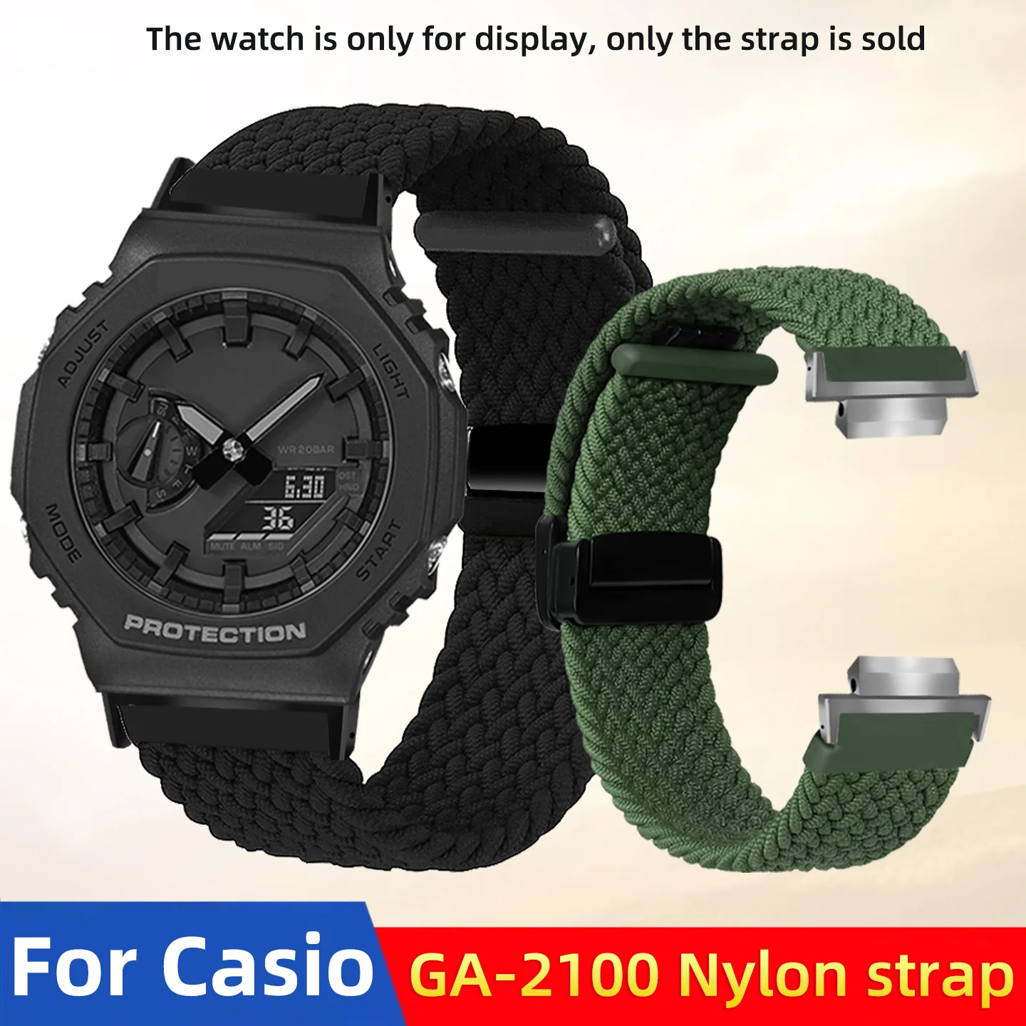 GA2100 Nylon-Uhrenarmband für Casio G-SHOCK GA-2110/B2100 GM-2100, modifiziertes, elastisches Nylonarmband, Herrenarmband, Handgelenksband.