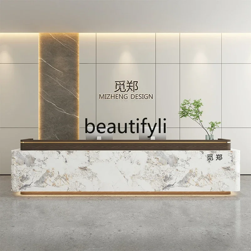 

A17 Modern minimalist company, reception desk curved medical beauty salon, clothing store paint checkout page