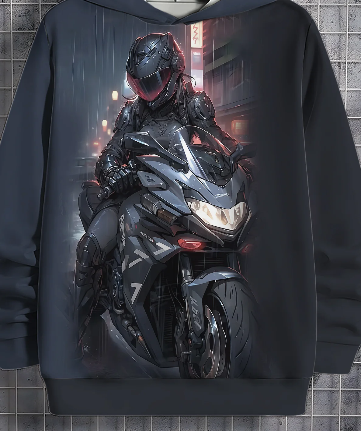 احتضان الركوب! بلوفر بغطاء للرأس مطبوع عليه دراجة نارية للرجال مع جيب، ملابس شارع عصرية ضرورية لفصل الربيع والخريف #6