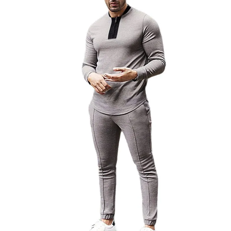 

Men's 2-Piece Set Casual Sports Long Sve round Ne Polyester Fiber Spring Autumn Cross-Border Art Fly Leisure Faion