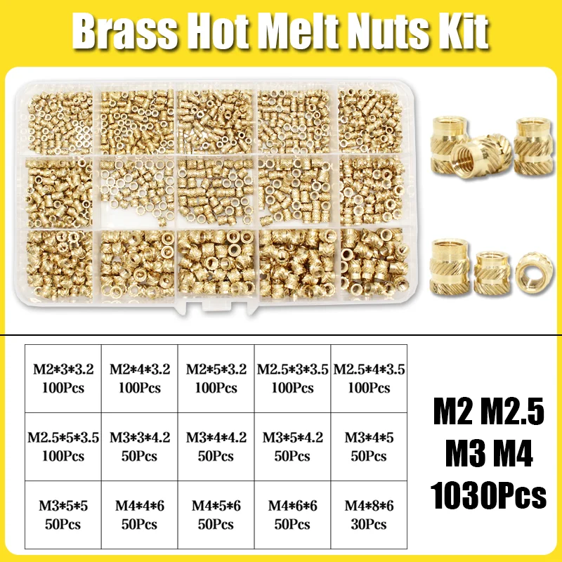 Heißschmelz-Messing-Einpressmuttern mit Eisenspitze M2 M2.5 M3 M4 M5 M6, eingebettete beheizbare gerändelte Messing-Einpressmuttern für 3D-Druckergehäuse und Notebooks – Detail 16