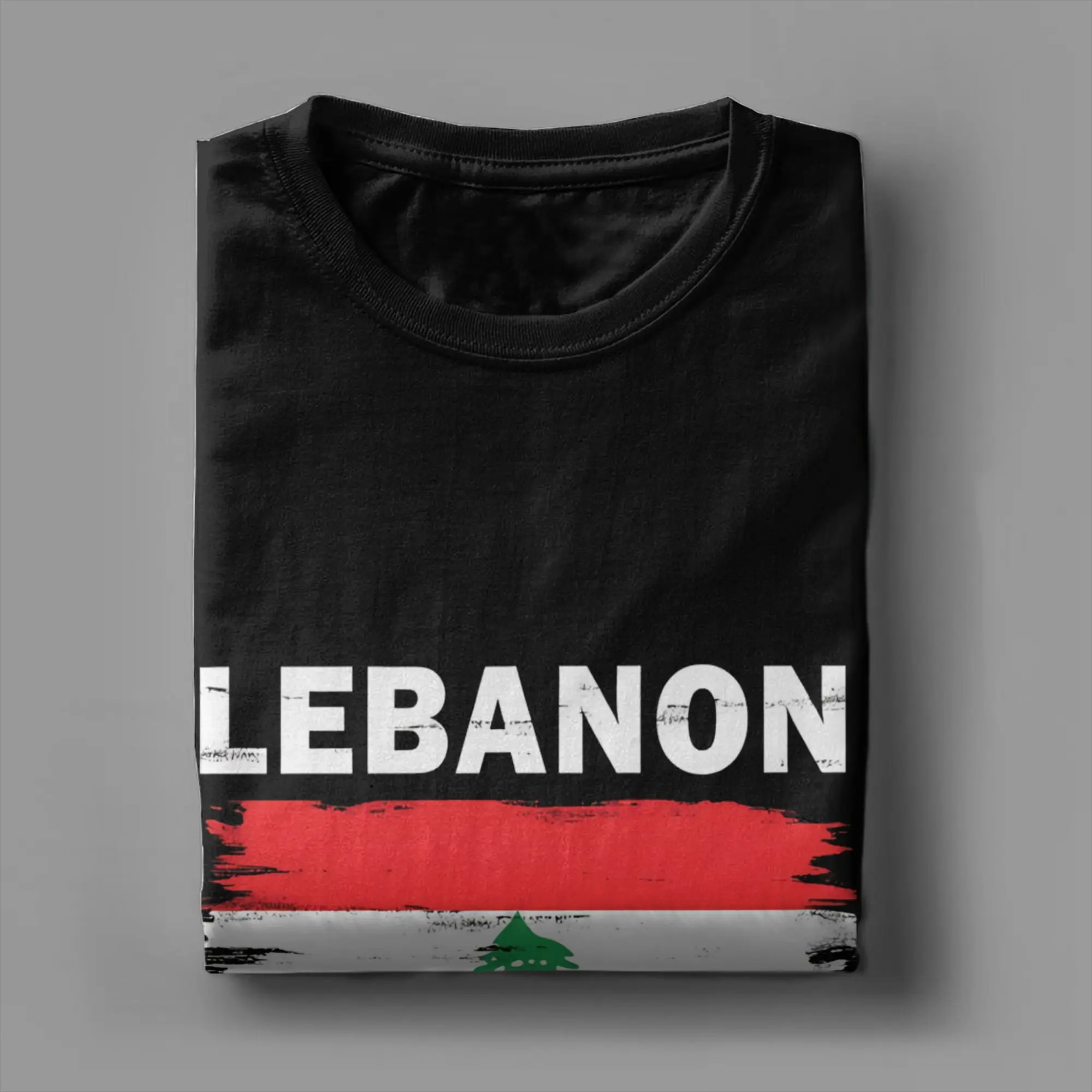 Men's Lebanon Flag  T Shirt  Pure Cotton Clothing Funny Short Sleeve Crewneck Tees New Arrival T-Shirts