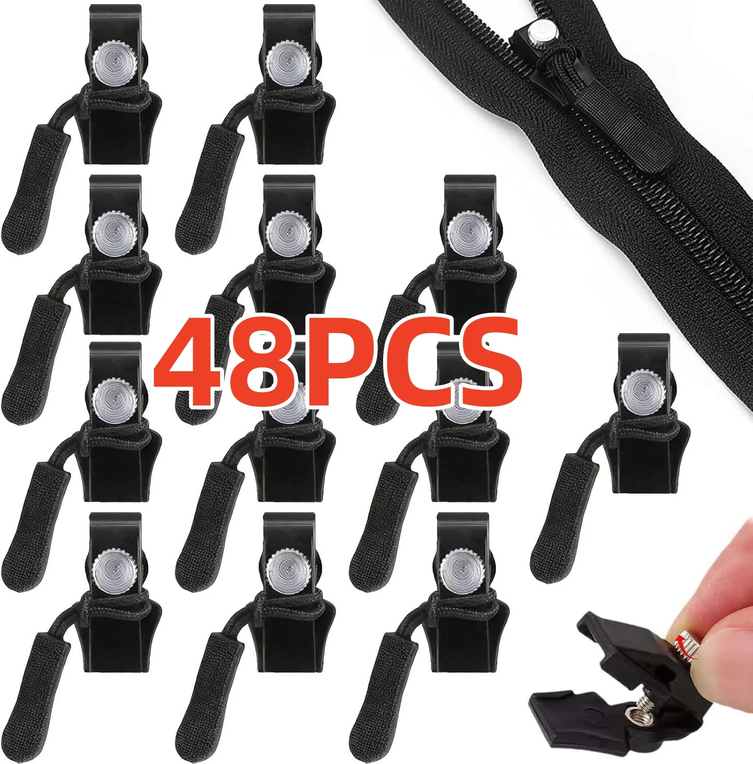3/48PCS Reusable Zipper Head Quick Repair Zipper Head Repair Tool Zipper Slider Replacement Backpack Jacket Zipper Fixing Tool