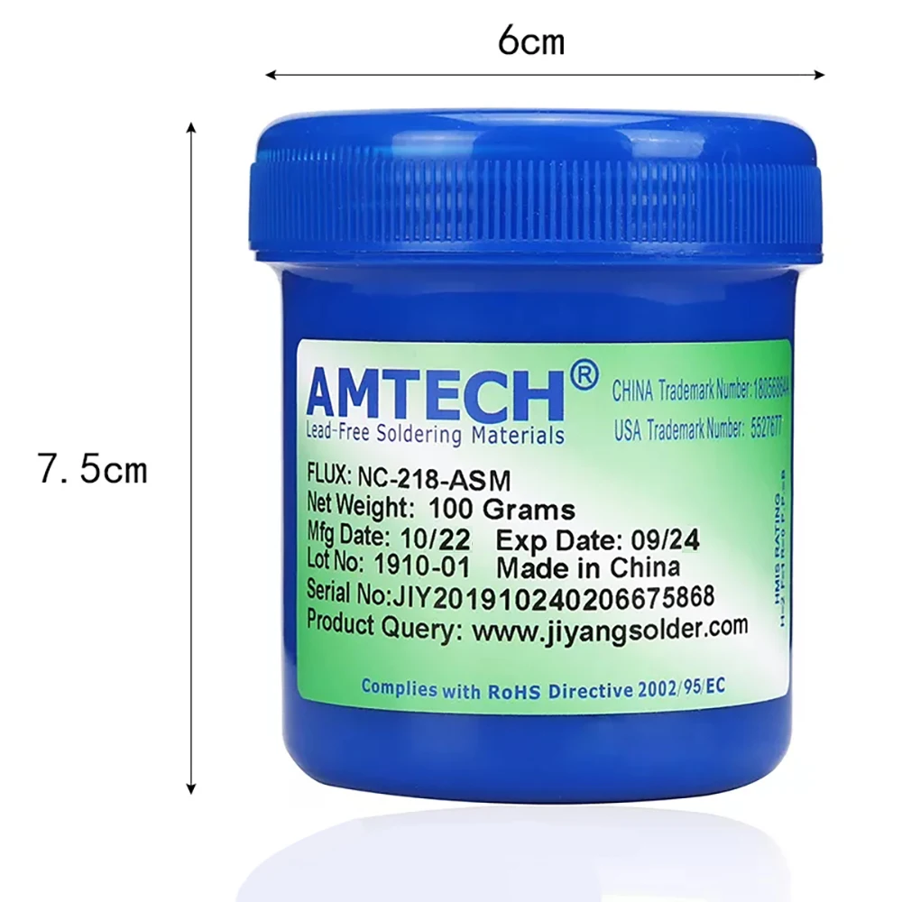 Flux Amtech Original NC 218 ASM Flux for Soldering 100g No-clean Soldering Flux Tip Refresher Soldering Pcb Repair Welding Tool