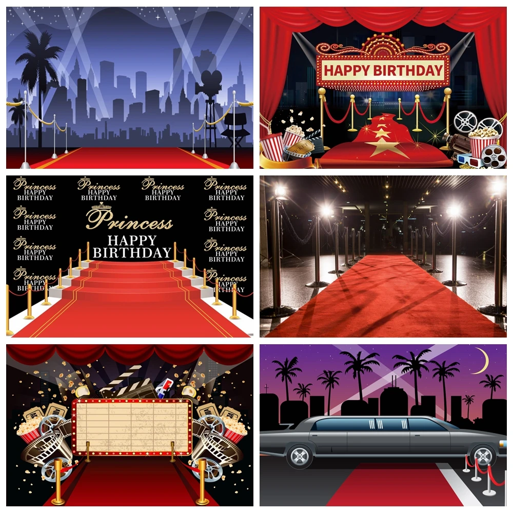 

Hollywood Red Carpet Curtain VIP Summer Party Star Baby Birthday Backdrop Photography Backdrop Photo Studio Custom Poster