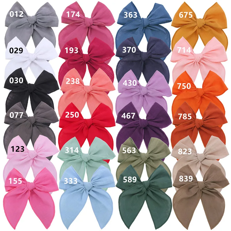 

24 Pcs/Lot, 5" Large Fable Bows Hair Clips Cotton Linen Fabric Hair Bow Hairpins Girls Hair Barrettes Kids Headwear