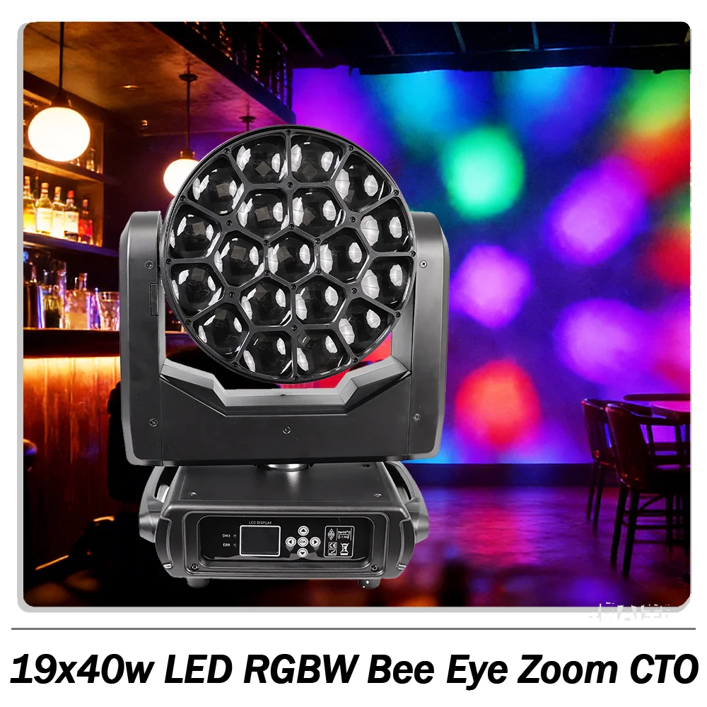 

Светодиодный прожектор 19x40W LED RGBW Bee Eye с точечным управлением, зумом, эффектом CTO Wash, DMX512, RDM для дискотек, вечеринок, баров, свадеб, клубов