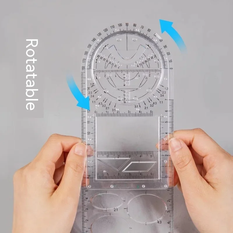 Imagem -02 - Multi Função Desenho Design Régua Réguas Circulares Móveis de 360 Graus Ferramenta de Medição Profissional Desenho Geométrico Papelaria