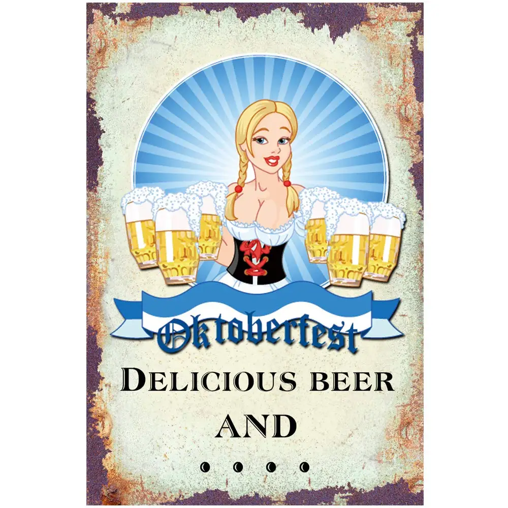 Vintage Design Delicious Beer Tin Metal Signs Wall Art | Thick Tinplate Print Poster Wall Decoration for Bar