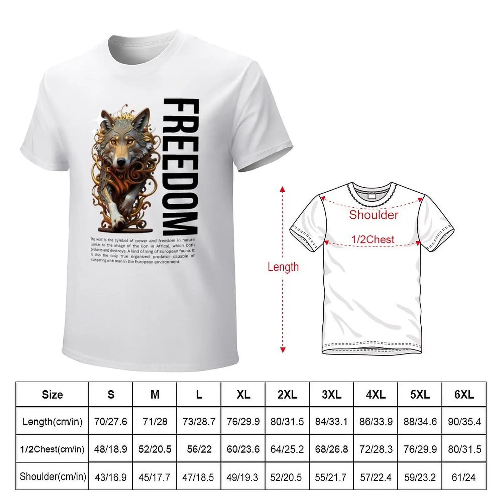 The Wolf and Liberty-white T-shirt graphics animal prinfor boys oversizeds Blouse mens t shirts casual stylish