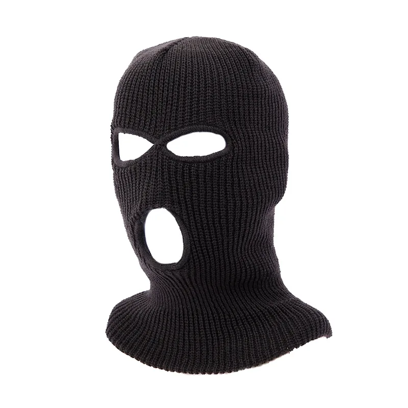 1 Stück Unisex-Winter-warme gestrickte Sturmhaube mit drei Löchern, winddichte, kältebeständige, dicke Vollgesichtsabdeckung für Skifahren, Reiten