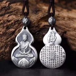 Vintage Gourd Lotus Avalokitesvara Pendant Guardian Buddha For Men Jewelry High Grade Amitabha Amulet Necklace Male Jewelry