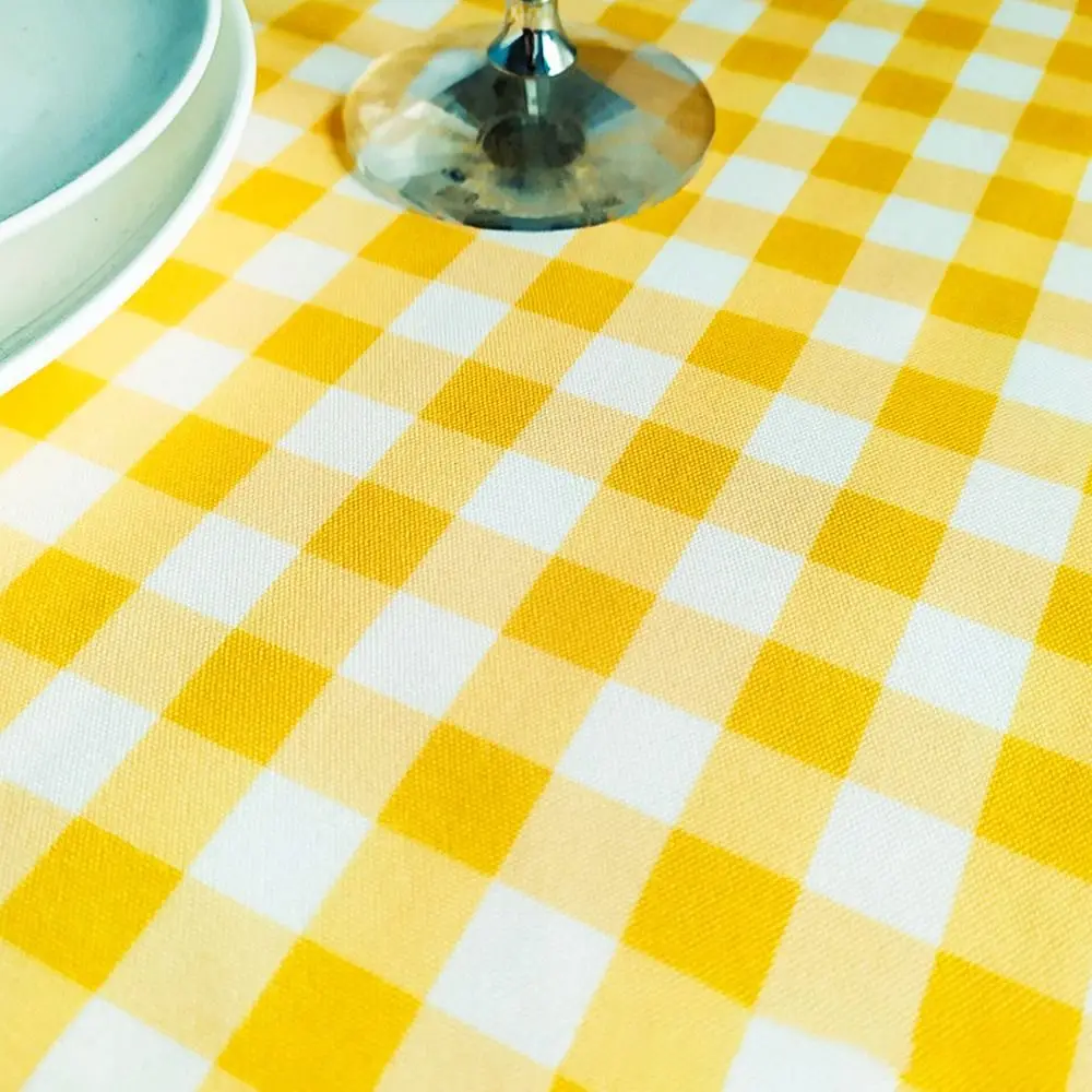 2 Pack Yellow and White Gingham Tablecloth 54 X 108 Inches Plastics Desktop Decoration Waterproof & Wrinkle Rectangle