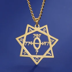 Dawapara Seal of The Goddess Babalon Necklace Heptagram Star Pendant Thelema Mystical Amulet Stainless Steel Jewelry