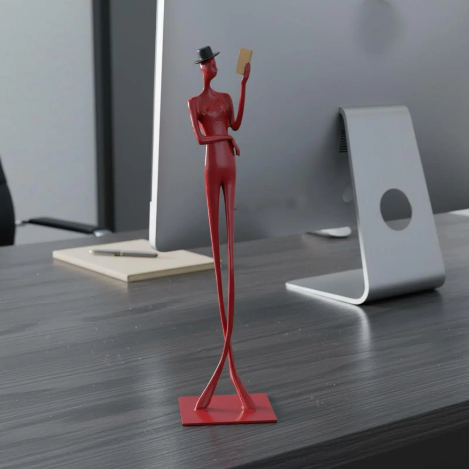 Reading Woman Statue Minimalist Reading Thinker Statue Metal Lady Figurine Aesthetic Table Ornament Compact Size for Desk
