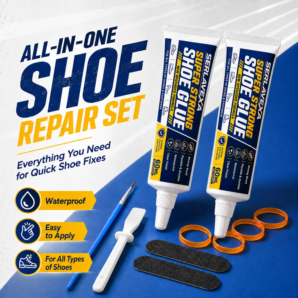 Sneaker Care Set - 2 Stück 60ml Schuhsohlen-Klebstoff-Reparaturset mit Applikatorwerkzeugen