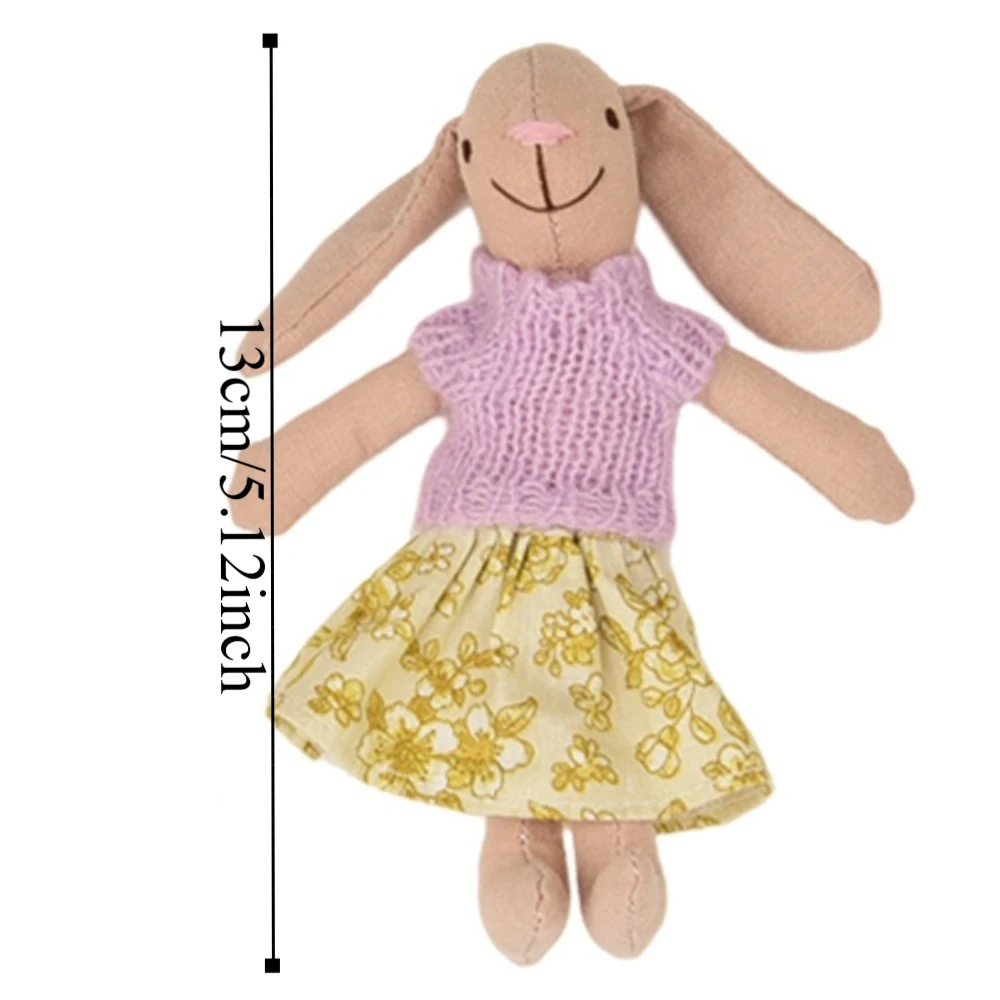 Rabbit Waldorf Doll Native Knitting Dress Cartoon Plush Stuffed Doll Soft Stuffed Handmade Doll Toy Preschool Education