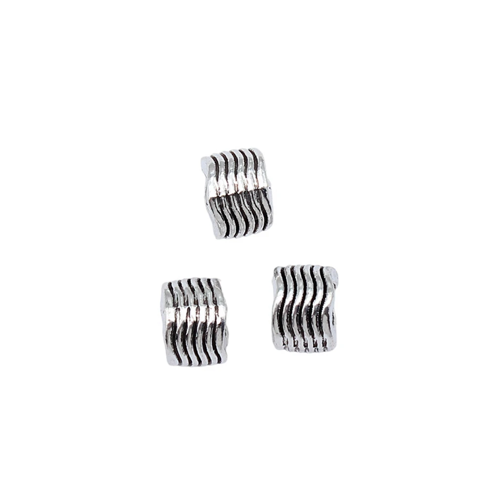 10pcs/lot 10x10x7mm Water ripple large hole beads For Jewelry Making Antique Silver Color 0.39x0.39x0.28inch