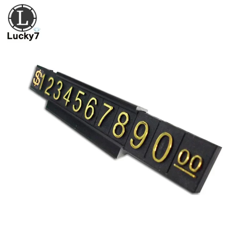 Counter Top Adjustable Price Tags Kit $ Euro Card Jewelry Clothes Numberal Digit Display Cube Sign Label Alloy Board Stand Frame