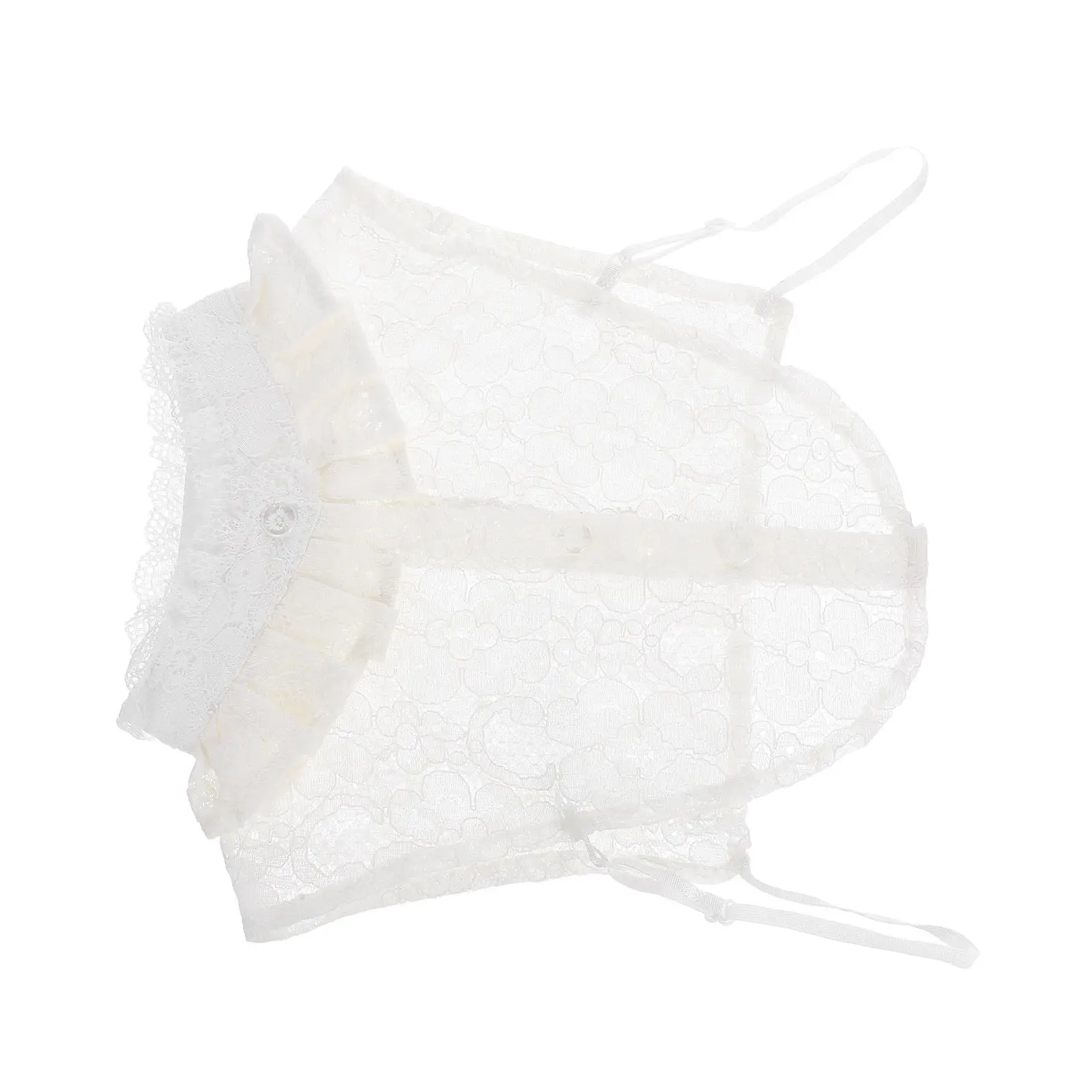 

Кружевная рубашка с фальшворотником для женщин, легкая модная блузка с воротником-стойкой, украшение для блузки, подходит для всех сезонов, белая.