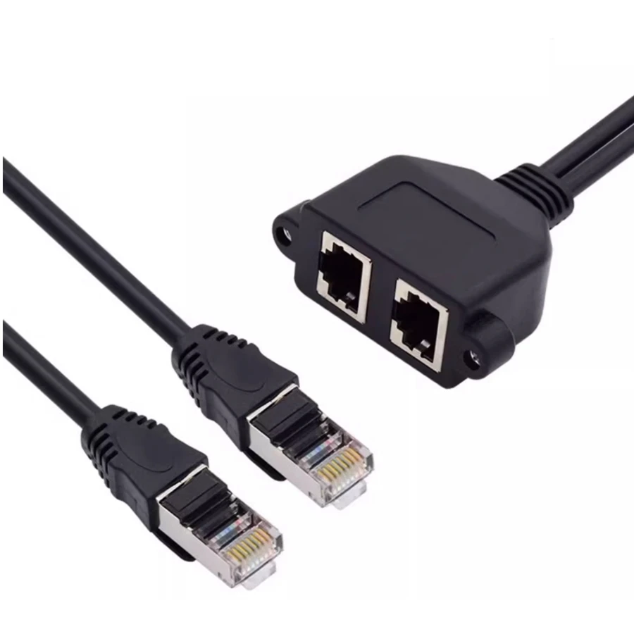 Double RJ45 Extension Cable RJ45 Male to Female Screw Panel Mount Ethernet LAN Network Extension Cate5/6 for Computer Network