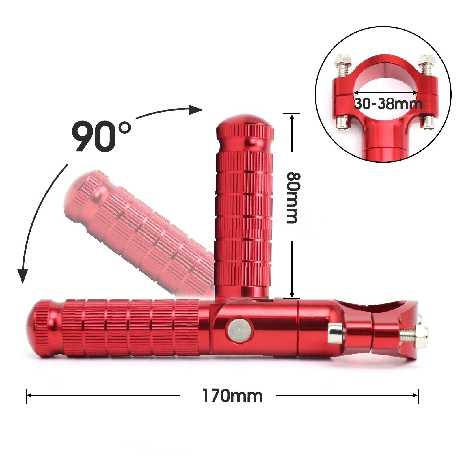 ZSDTRP 30-38mm Clamp Pedal Foot Hold CNC Aluminum Pedals Folded Footrest Footpeg For Motorcycles Bicycles Mopeds Karts Scooters