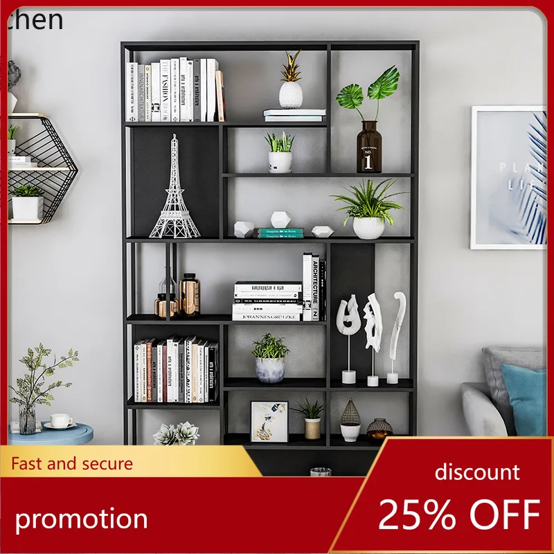 ZML Modern Minimalist Iron Art Bookshelf Home Living Room Simple Partition Storage Rack Multi-layer Organizer