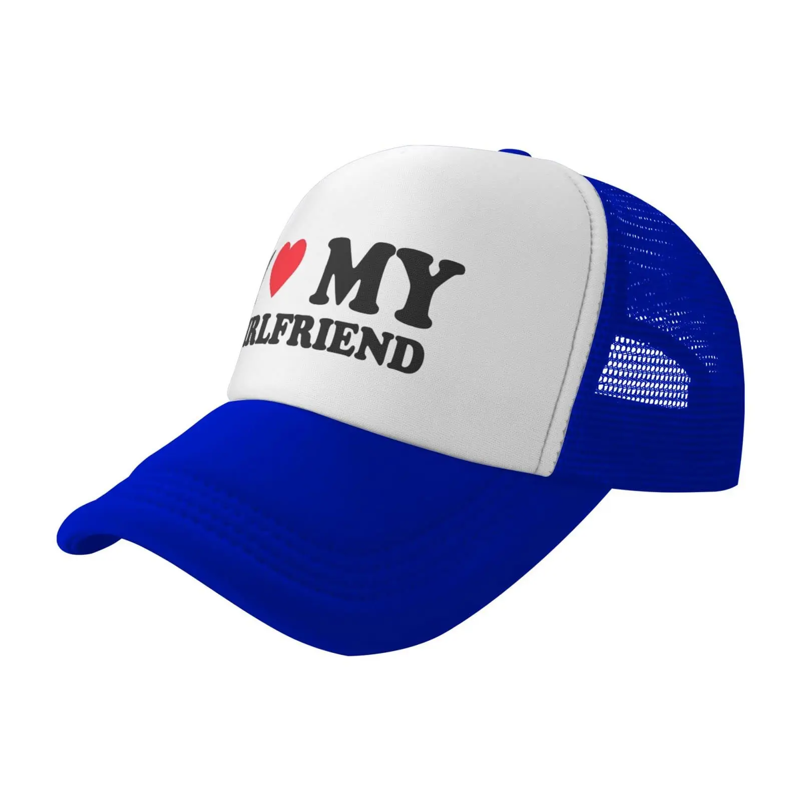 I Love Heart My Girlfriend Hat Unisex Adult Trucker Hats Adjustable Cap for Adults Classic Fishing Caps Blue