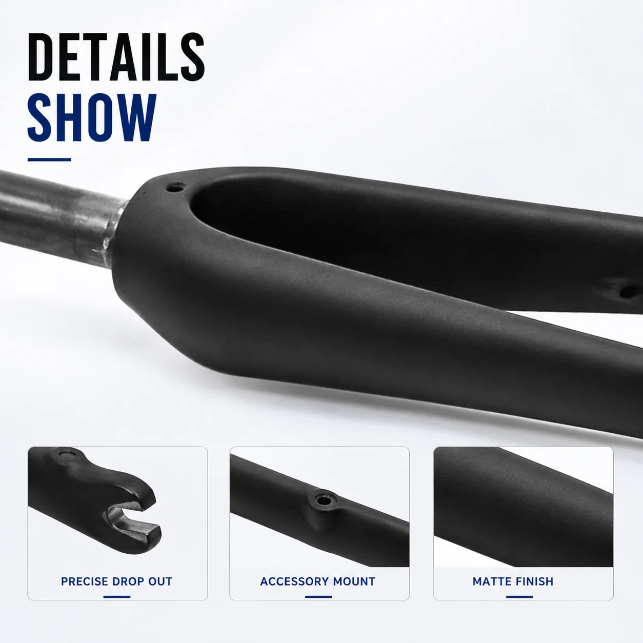 Carbon Fiber Road Bike Fork 700C Disc Brake, Flat Mount, Ultra-Light T800 Toray, 100x12mm Thru Axle/QR, Straight/Tapered Steerer - view 5