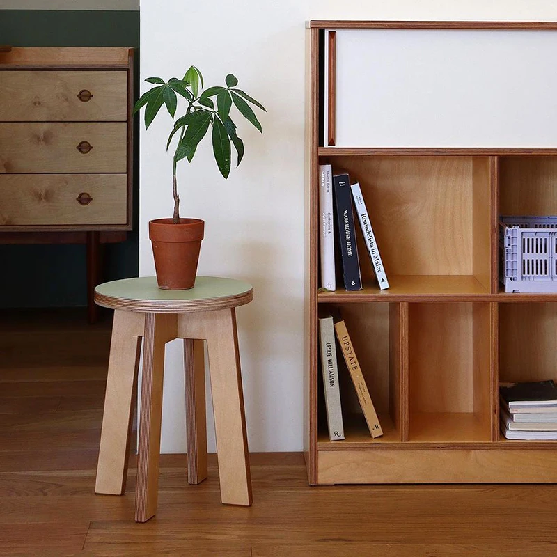 

Nordic ins wind dining stool ocean board living room dining room Internet celebrity round stool household small apartment solid