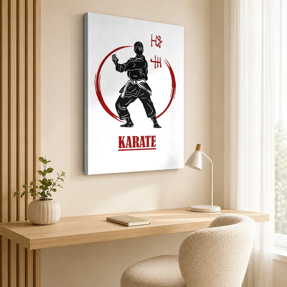 Martial Arts Canvas Poster Customized Japanese Ink Wall Paintings Decoration for Home Gym Dojo Ready to Hang Housewarming Gift