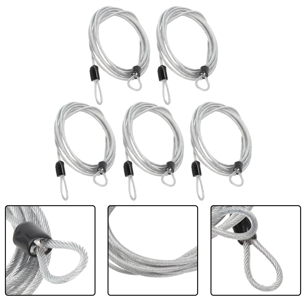 

Set of 5 For Braided Steel Lock Wire Cables 2m with Double Looped Ends for Bicycles Tools Lawn Equipment and Fences