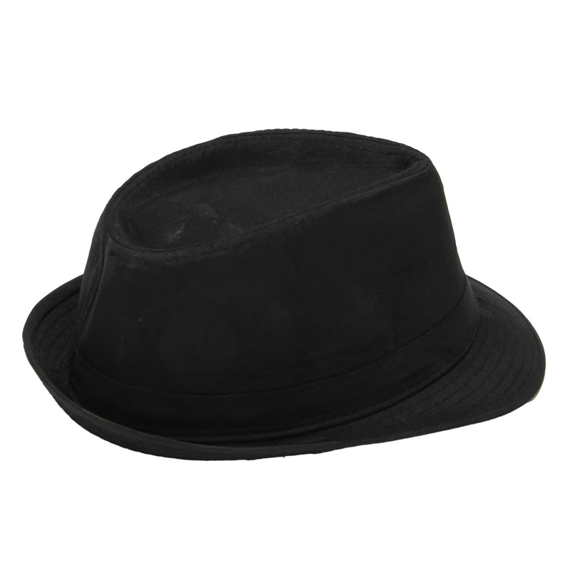 Black Fedora Plain Hat Outfit Accessory For Gangster Fancy Dress