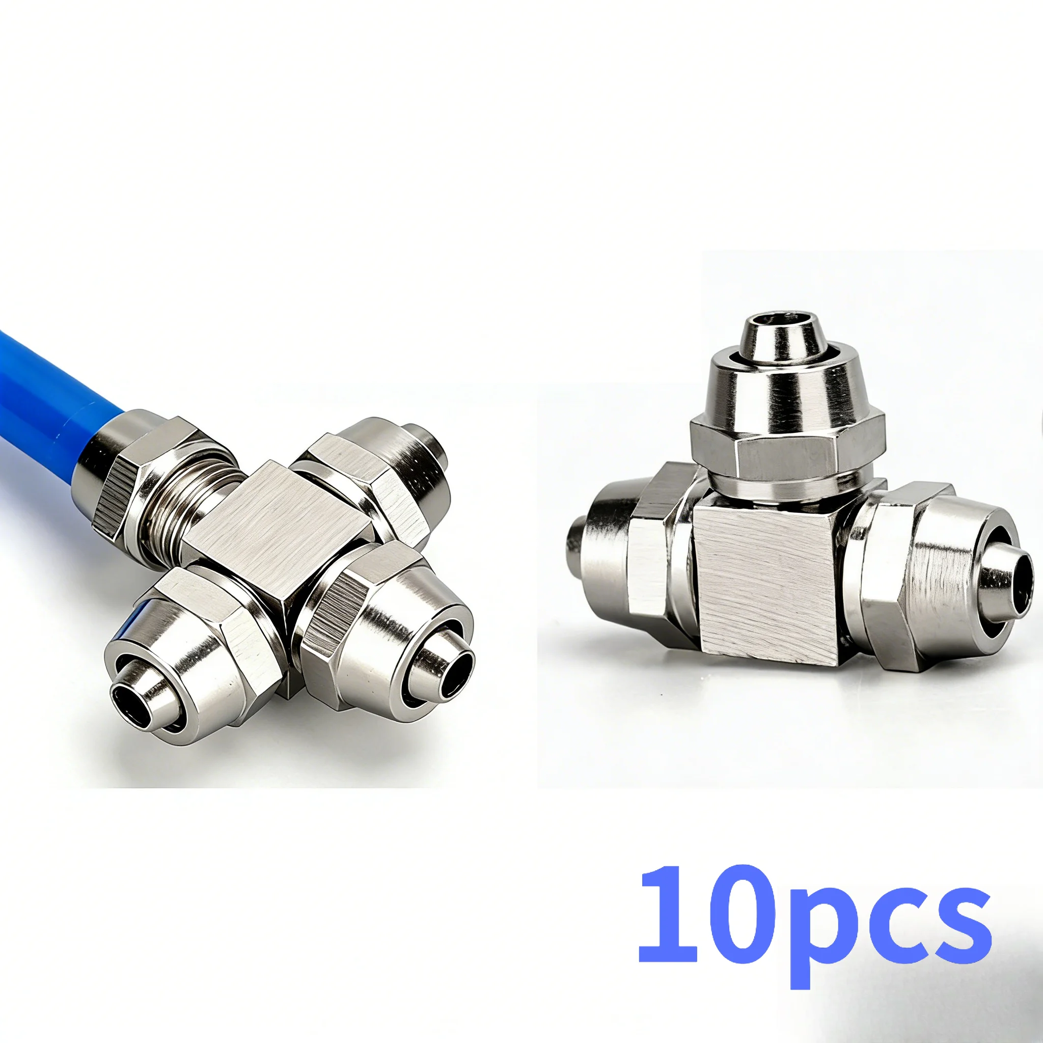 Brass Nickel Plated Pneumatic Twist Lock Tee /Four-Way Fittings High Pressure Air Hose Connectors 6/8/10/12/16mm