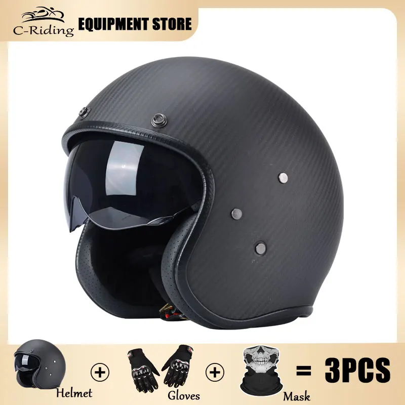 

Motorcycle Vintage Sun Visor Helmet 3/4 Open Face Helmets Casco Moto Jet Scooter Bike Helmet Retro Approved Casque Motociclismo